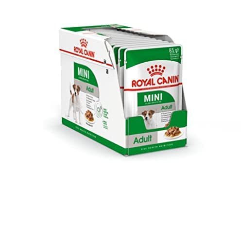 Royal Canin Mini Adult en Salsa | Pack de 4 | 4 x 12 x 85 g | Comida húmeda para Perros pequeños Adultos (de 1 a 10 kg) | De 10 Meses a 12 años | Contenido energético Ajustado