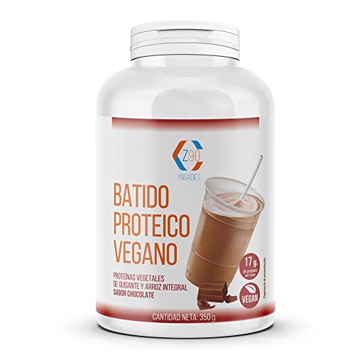 Batido de Proteínas Vegano - Sabor a Chocolate - Ayuda a Ganar Masa Muscular y Tonificar - Indicado para el Control del Peso - Con Proteínas de Origen Vegetal - Formato de 400 g - Z90