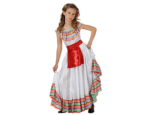 Atosa disfraz mejicana niña infantil blanco 7 a 9 años