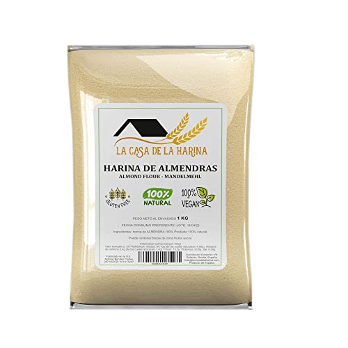 Harina de almendra (1 KG) | PREMIUM | Sin gluten | Apta para dietas Keto (5,4g x 100g carbohidratos) | Vegano | 100% natural | Producto de España