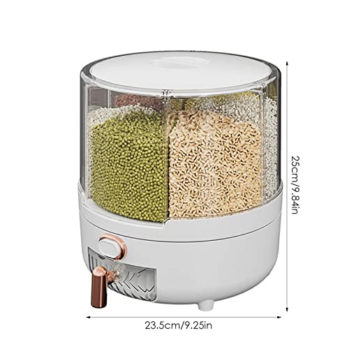 Maodom Contenedor de arroz,Dispensador de granos transparente giratorio de 360 ​​grados - Contenedor de almacenamiento de fácil limpieza para arroz, frijoles, dispensador de comida extraíble con tapa