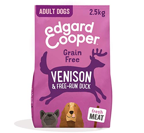 Edgard & Cooper Pienso para Perros Adultos Comida para Perros Seca Natural Sin Cereales Hipoalergenico 2.5kg Venado & Pato Fresco, Fácil de digerir, Alimentación Sana Sabrosa y Equilibrada