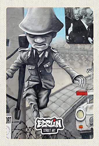 Ontrada Cartel de chapa de 20 x 30 cm, curvado de Berlín, capital de la guerra, arte callejero