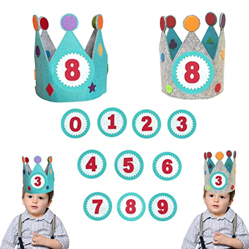 MAXI NONA MAXINONA.COM Corona reversible con números intercambiables para cumpleaños infantiles. Dos coronas en una para cumpleaños y fiestas de niños y niñas (Azul turquesa)