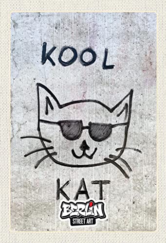 Ontrada Cartel de chapa de 20 x 30 cm, curvado de Berlín, capital callejero, diseño de gato