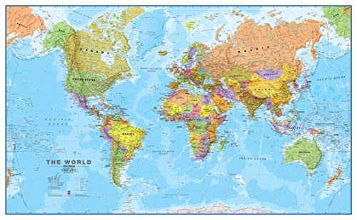 Maps International - Mapa del mundo gigante, póster político con el mapa del mundo, plastificado - 118,9 x 84,1 cm