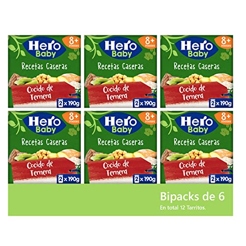 Hero Baby Recetas Caseras Tarritos de Cocido de ternera - 6 Packs de 2x190gr